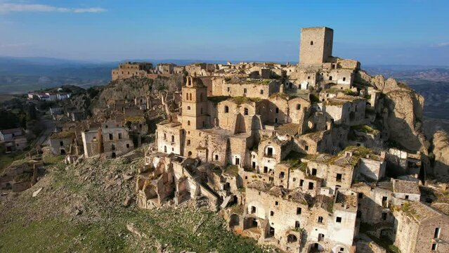 Craco is an abandoned town in Basilicata, Southern Italy. The ghost town was hit by a landslide in the 1960s, forcing the inhabitants to leave their homes.