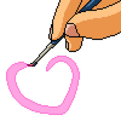 pixel art hand drawing heart