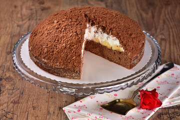 Homemade chocolate and banana Mole's cake