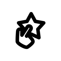 Simple star and finger icon, favorite, rating, Vector line icon on white background.