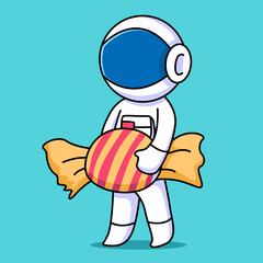 cute astronaut holding candy cartoon design