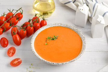gazpacho soup on a light background