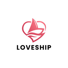 Ship with love or heart logo design template