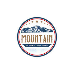 Vintage Mountain badge logo design template