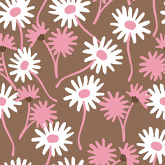 seamless cute daisy flowers pattern  background , greeting card or fabric