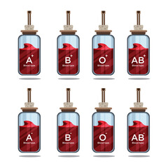 Blood type sample in the bottle