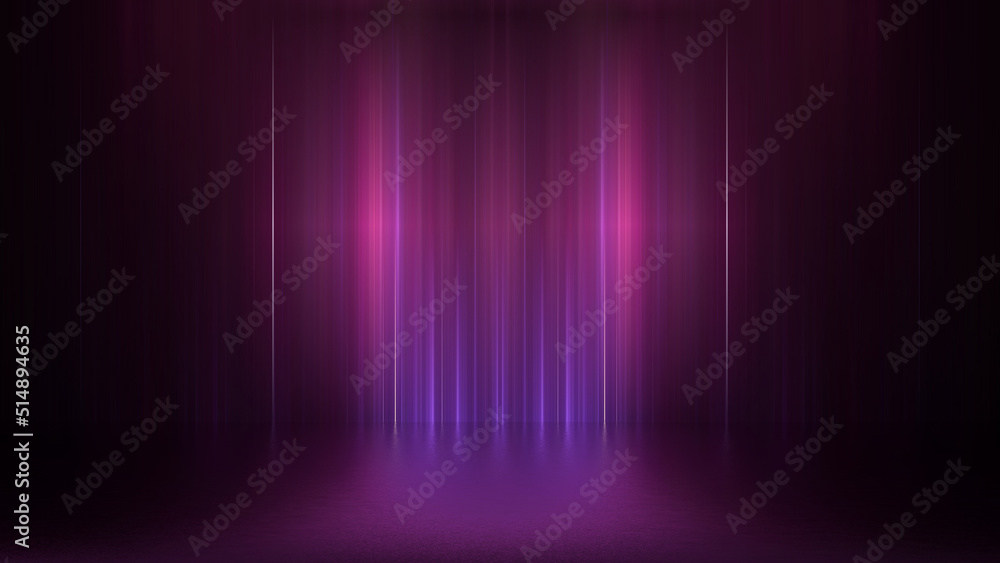 Poster digital futuristic showcase concept empty show scene. abstract geometric fantasy glow neon line back