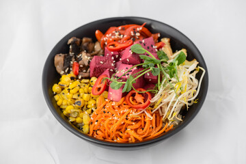 Thai dish bowl in a black plate