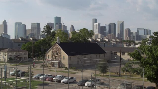 Establishing Shot Of Downtown Houston From From Historic Third Ward Area