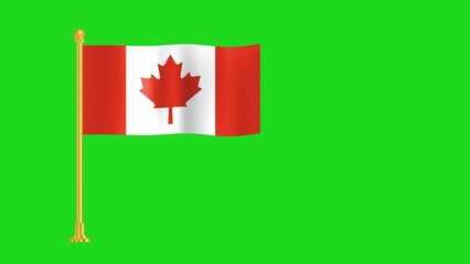 Canada national flag isolated on green screen. Concept for celebrating national holidays.