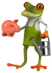Naklejka premium Fun frog gardener - 3D Illustration