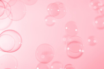 Abstract Beautiful Transparent Pink Soap Bubbles Background. Soap Sud Bubbles Water	
