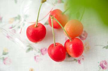 cherries on the table
