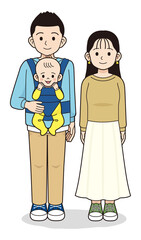 夫婦と赤ちゃん　輪郭線あり