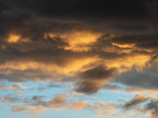 Dramatic sky with stormy clouds.