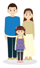 夫婦と娘　輪郭線なし