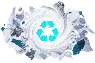 Plastic waste and recycling symbol. Concepts of plastic recycle or greenwashing.