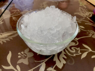 small ice cubes in a cup,Include Clipping Path.