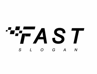 Fast Typography Logo With Race Flag Symbol