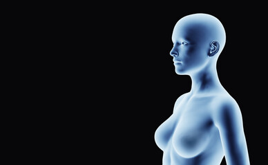 X-ray outline of woman side portrait