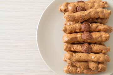 chocolate meringue stick on plate