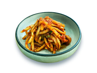  Korean Radish Salad, korean traditional side dish on white background, 