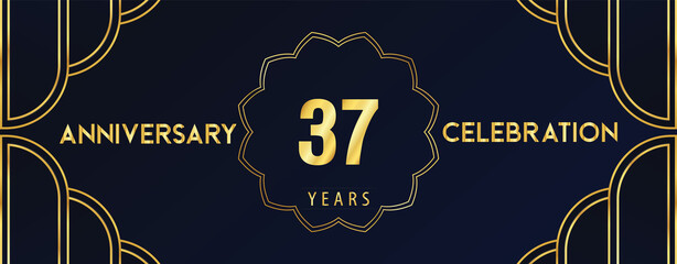 37 years anniversary celebration design template Vector. Premium design for happy birthday, marriage, invitation card, banner, brochure, booklet, graduation, greetings card, poster.