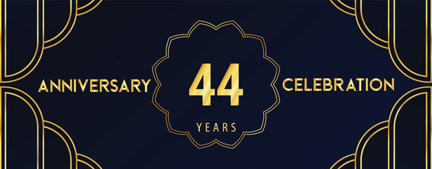 44 years anniversary celebration design template Vector. Premium design for happy birthday, marriage, invitation card, banner, brochure, booklet, graduation, greetings card, poster.