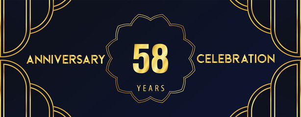 58 years anniversary celebration design template Vector. Premium design for happy birthday, marriage, invitation card, banner, brochure, booklet, graduation, greetings card, poster.