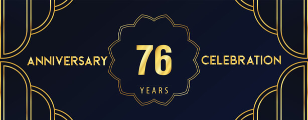 76 years anniversary celebration design template Vector. Premium design for happy birthday, marriage, invitation card, banner, brochure, booklet, graduation, greetings card, poster.