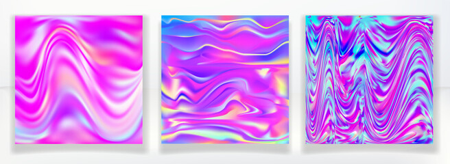 Abstract Trendy Neon Fluorescent and Psychedelic Background. Holographic Rainbow Wallpaper.