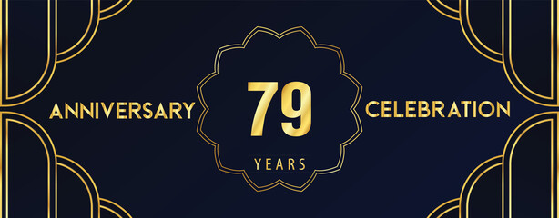 79 years anniversary celebration design template Vector. Premium design for happy birthday, marriage, invitation card, banner, brochure, booklet, graduation, greetings card, poster.