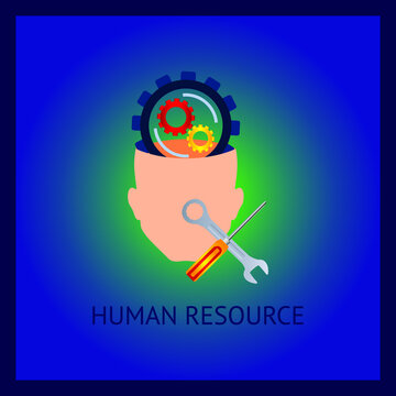 Human resources flat illustration concept.Creative flat icons set, thin line icons set, modern graphic elements. Vector illustration stock illustration.