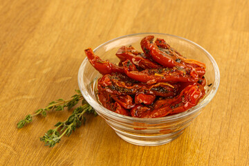 Sun-dried natural Italian tomato in the bowl