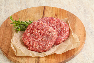 Raw beef burger cutlet for grill