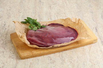 Raw pork liver for cooking
