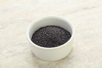 Black sesame seeds in the bowl