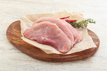 Raw pork schnitzel for roast