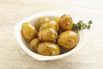 Boiled baby potato in the bowl