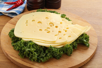 Sliced maasdam cheese for breakfast