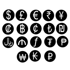 Currency simple icon set on white background. Vector illustration. Money cash Vector illustration, EPS10.Currency symbol vector.