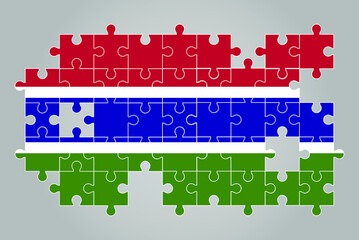 Gambia flag shape of jigsaw puzzle vector, puzzle map, Gambia flag for children