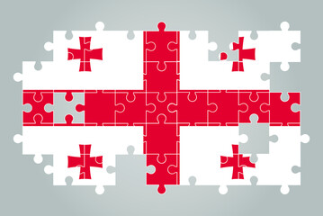 Georgia flag shape of jigsaw puzzle vector, puzzle map, Georgia flag for children