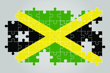 Jamaica flag shape of jigsaw puzzle vector, puzzle map, Jamaica flag for children