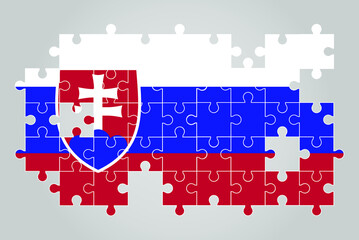 Slovakia flag shape of jigsaw puzzle vector, puzzle map, Slovakia flag for children