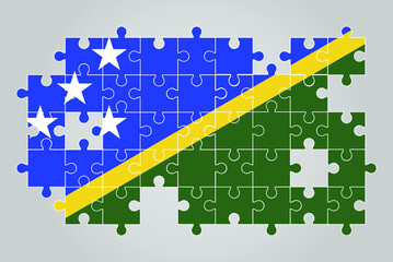 Solomon Island flag shape of jigsaw puzzle vector, puzzle map, Solomon Island flag for children