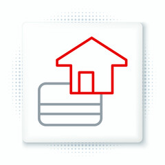 Line Credit card icon isolated on white background. Online payment. Cash withdrawal. Financial operations. Shopping sign. Colorful outline concept. Vector