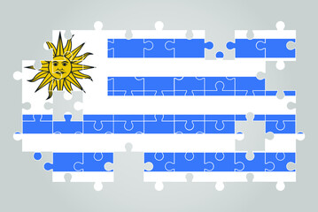 Uruguay flag shape of jigsaw puzzle vector, puzzle map, Uruguay flag for children