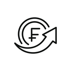 Send franc money. Transfer payment icon line style isolated on white background. Vector illustration