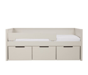Junior Grey Children furniture bed with 3 drawers on a white isolated background